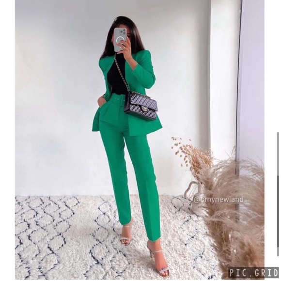 ZARA Lapeless Blazer Green - Picture 3 of 7